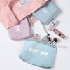 2 Pieces Travel Cosmetic Bag, Small Makeup Bag, Mini Cosmetic Bag, Coin Bag, Cotton Linen Portable Toiletry Bag with Zipper for Travel, Holiday, Daily Life (Blue, Purple)