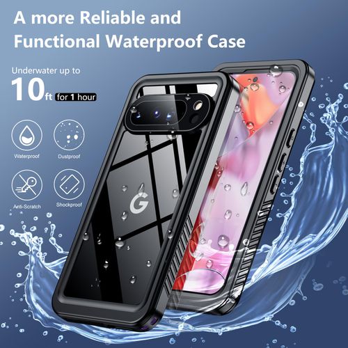 SPIDERCASE Designed for Google Pixel 9 Pro Case Waterproof,[12FT Military Drop Proof] [IP68 Waterproof] [360°Full Body Protection] Heavy Duty Protective Cover for Pixel 9 Pro 6.3”,Black