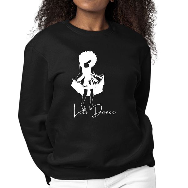 Womens Graphic Sweatshirt Say it Soul, Lets Dance White Line Art Print - Black / S