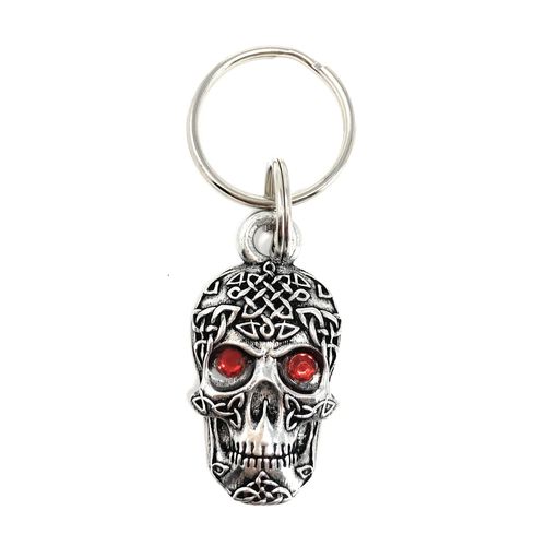 Bravo Bells Celtic Skull Diamond Keychain - Pewter Keychain for Bikers - Made in The USA