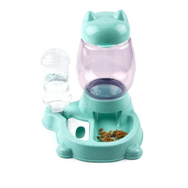 Pet Oasis: Automatic Feeder And Water Dispenser - Green / 24X31X20Cm