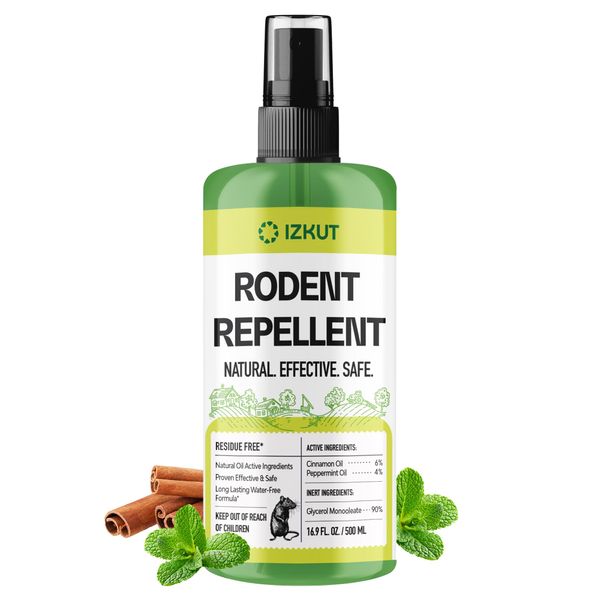Peppermint Oil Rodent Repellent Spray: Natural Indoor & Car Long-Lasting Mouse Pest Rats Control - Pet-Friendly and Furniture Safe, 16.9 Fl. Oz
