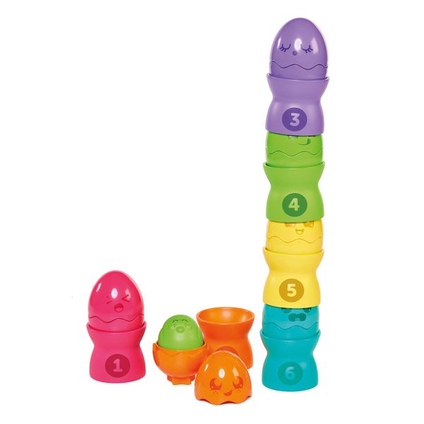 TOMY Toomies Hide and Squeak Big Egg Stacker Baby Toy, Educational Shape Sorter with Colours and Sound, Easter Toy for Babies Toddlers & Little Kids, Boys & Girls from 6 Months, 1, 2 & 3 Year Olds