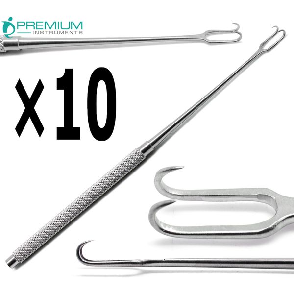 10 Pcs Surgical Retractor Joseph Skin Hook 6.25" Sharp Prongs 5mm Instruments