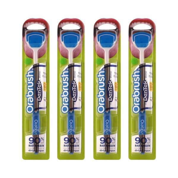 DenTek Orabrush Tongue Cleaner and Tongue Scraper 1 Count (Pack of 4) (Color May Vary)