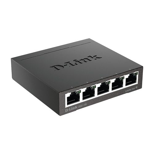 D-Link Ethernet Switch, 5 Port Gigabit Unmanaged Metal Desktop Plug and Play Compact (DGS-105),Black