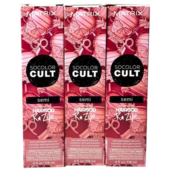 3-Matrix Socolor Cult “Fruit Punch” Semi Permanent Hair Color 4 Fl Oz.