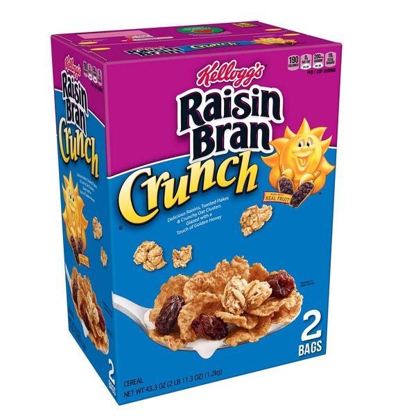 Kellogg's Raisin Bran Crunch, Breakfast Cereal, Original, Good Source of Fiber, 43.3 oz Box