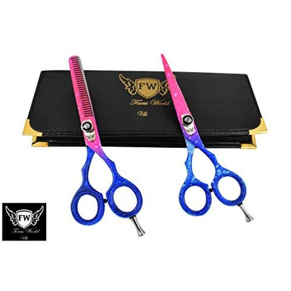 Professional Barber Hairdressing Scissors Ladies Hair Cutting Set Pink & Purple 5.5"