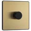 BG Electrical Intelligent Single Wall Dimmer Switch, 2 Way, Screwless Front Plate, Evolve, Satin Brass, 200W, PCDSB81B