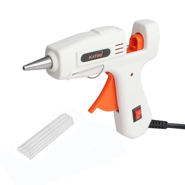 KATSU 20W Electric Hot Glue Gun, Hot Melt Glue Gun with 12PCs Glue Sticks 7mm x 150mm for DIY Craft Hobby and Home Quick Repairs 323128