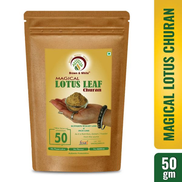 Brown & White Magical Lotus Leaf Powder, for Wellness, Hair & Skin (50gm)