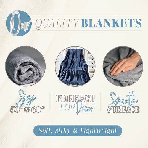 Elegant Comfort Lightweight Printed Throw Blanket- All Season, Ultra Soft, Cozy and Plush- Decorative Throw Blankets, Perfect for Lounging, 50 x 60 inches, Solid Throw Blanket, Navy