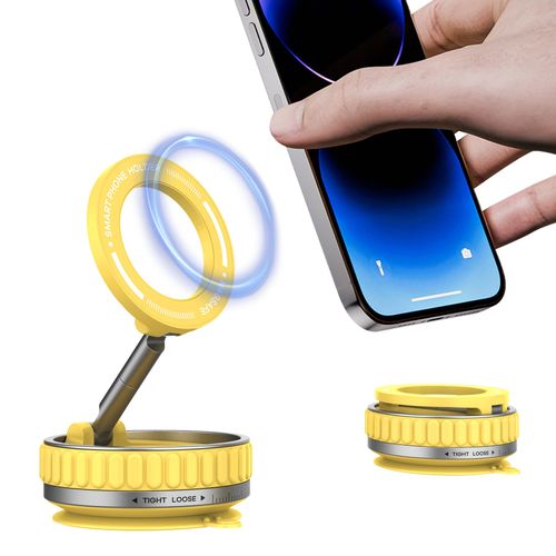 YAGHVEO Upgraded 360° Vacuum Magnetic Phone Holder,Suction Cup Phone Mount,Foldable Vacuum Magnetic Phones Stand, Pocket Size Foldable Portable Cell Phone Holders,All Vehicle & Gym/Bathroom Mirror
