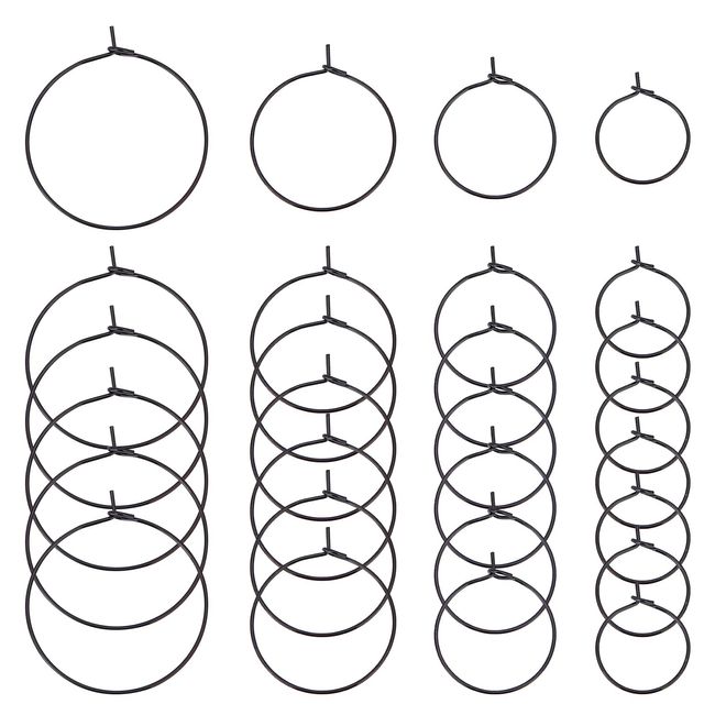 UNICRAFTALE 40 Stück 4 Größen Weinglas Charm Zubehör Elektrophorese Schwarz 316L Chirurgischer Edelstahl Creolen Zubehör 16-30 mm Durchmesser Creolen Perlen Ringe Für Die Schmuckherstellung