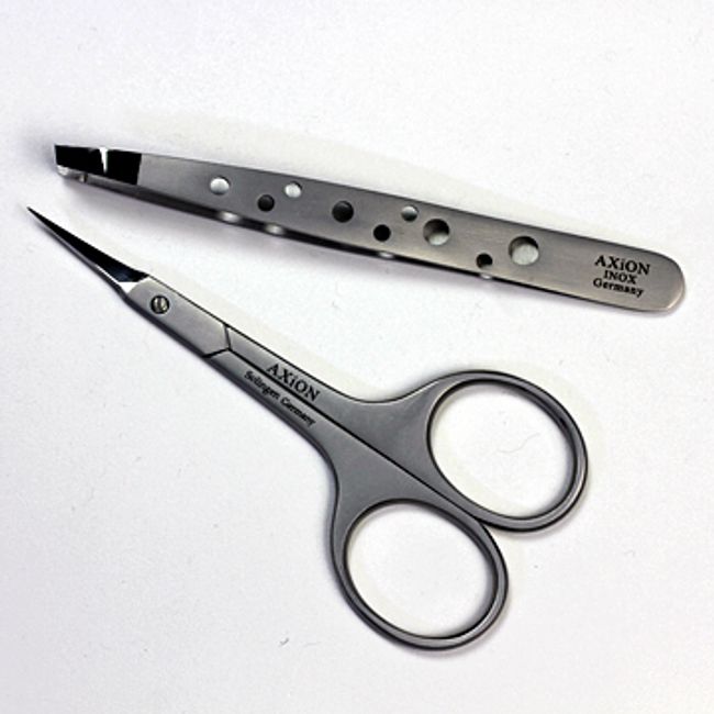 Solingen (Germany) AXiON<br> 2-piece set Concorde eyebrow scissors + precision tweezers #slg007975<br>