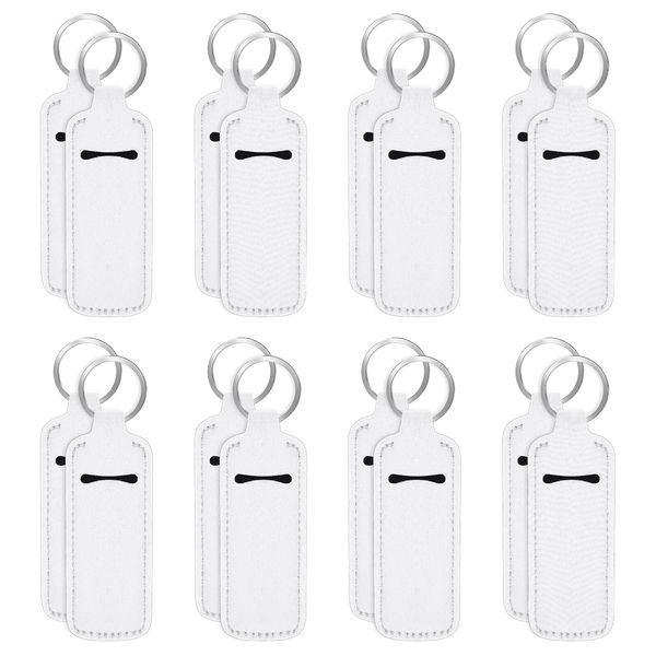 16PCS Sublimation Chapstick Holder Blanks Keychain Chapstick Holder Neoprene Lipstick Holder Keychain Lip Balm Holder Travel Key Ring Holder for Purse, Backpack Women DIY Ornament Crafts Supplies