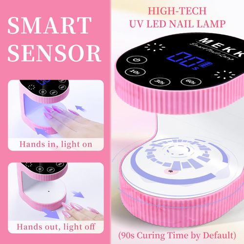 MEKK Cordless Rechargeable Mini UV LED Nail Lamp with Sensor 2024 Newest Upgraded 24W Small UV Light for Nails Professional Flash Cure Nail Lamp for Gel X Mini Nail Lamp with 4 Timers(Pink)