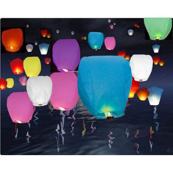 10 Multi Colour- Eco- Friendly Chinese Flying Floating Sky Lanterns (A Liittle Tree)