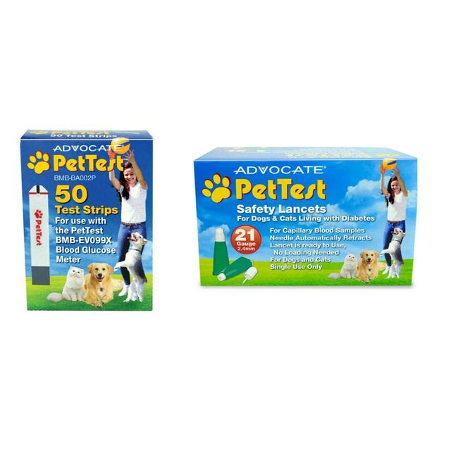 Advocate PetTest Test Strips 50 ct. PT-105  & 100 Safety Lancets PT-120