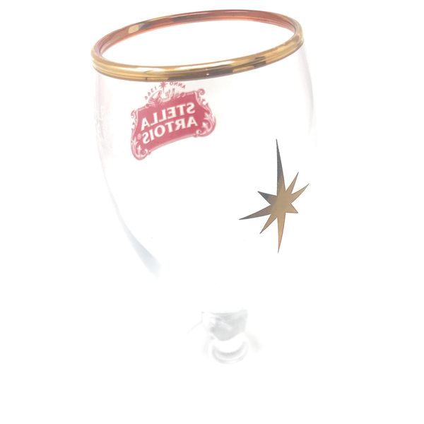 2 x Stella Artois Half Pint Glass, Star Design, Red Logo, Special Edition, Enamel Nucleated