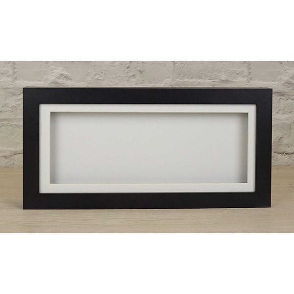 Black 3D 1" Cube Range Deep Box Shadow Frame Memory Box Display Case Medals -14x6 inch-White