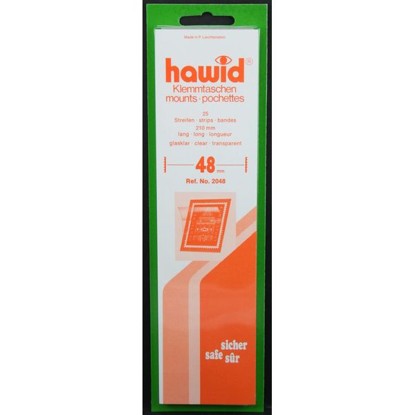 25 Hawid 210x48mm stamp mount strips. Clear.