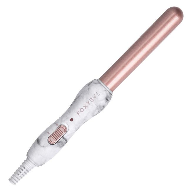 FoxyBae Mini Marble Curler - Professional Ceramic & Tourmaline Infused Hair Styler - Easy to Use Wand for Long Lasting Curls & Waves