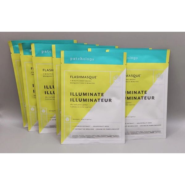 8X PATCHOLOGY FLASHMASQUE ILLUMINATE 5-MINUTE FACIAL SHEET MASKS SINGLE PACK