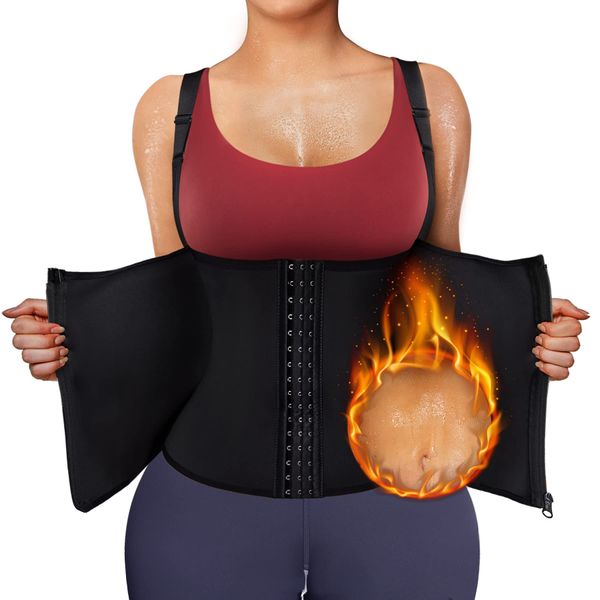 Bingrong Sauna Weste Damen Sauna Shirt Neopren BauchweggüRtel Korsett Damen Bauchweg Unterbrust Taillenformer Shapewear Fitness Thermo Hot Body Shaper Saunaweste Schwitzen Tank Top