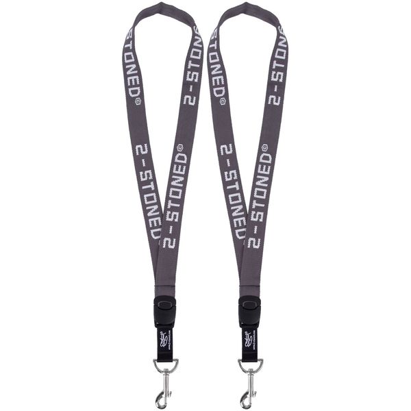 2Stoned Original Lanyard with Carabiner and Classic Logo Individually and in Bundle, Charcoal (2 pieces)