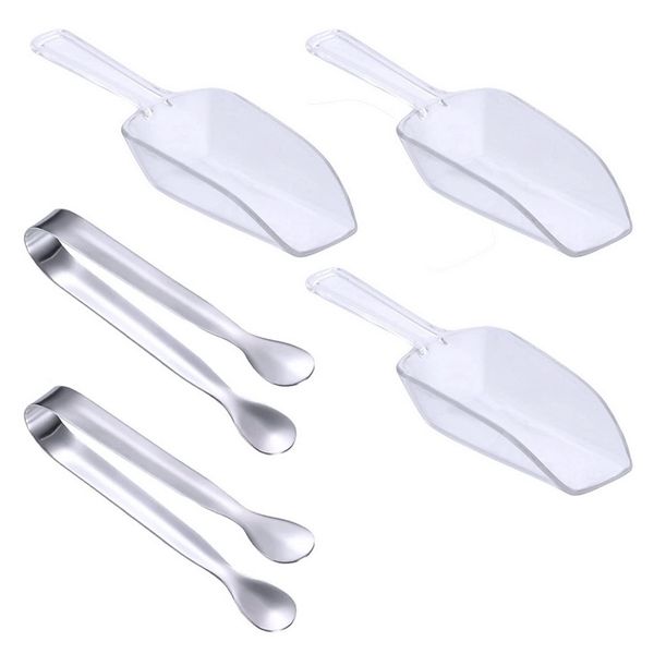 2 PCS Sugar Tongs and 3 Pcs Mini Basic Measuring Shovel Spoon Serving Tongs Scoop Gadgets Ice Tongs Set for Sweet and Party