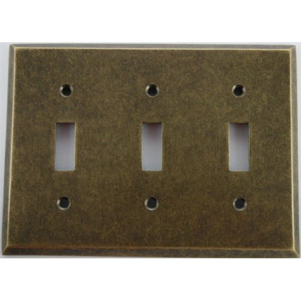 Classic Accents Aged (Matte) Antique Brass 3 Gang Toggle Switch Wall Plate