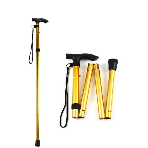 iSeventy9 Lightweight Adjustable Folding Walking Stick, Walking Stick for Women and Men, Aluminium Walking Stick-Gold