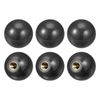 sourcing map 6Pcs Threaded Ball Knobs, M8 Female Thread Thermoset Ball Knob 1.18'' Dia Black Round Operation Ball Handles with Copper Insert for Machine Handle Tool Replacement