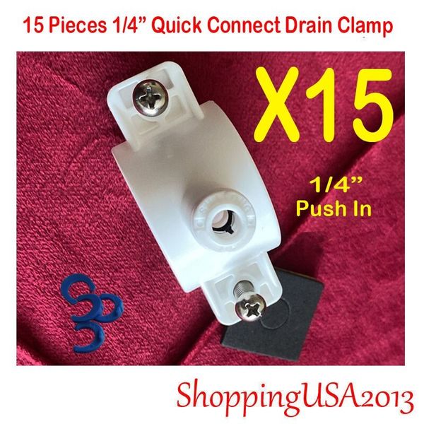 15 X Drain Clamp 1/4" Quick Connect Push In Water Filter RO Reverse Osmosis