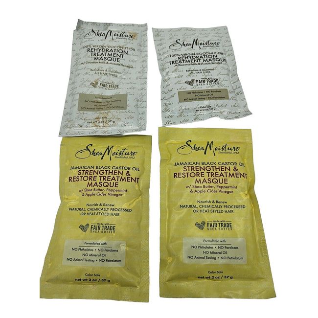 Lot of 4 Shea Moisture Masques Rehydration Treatment & Strengthen & Restore