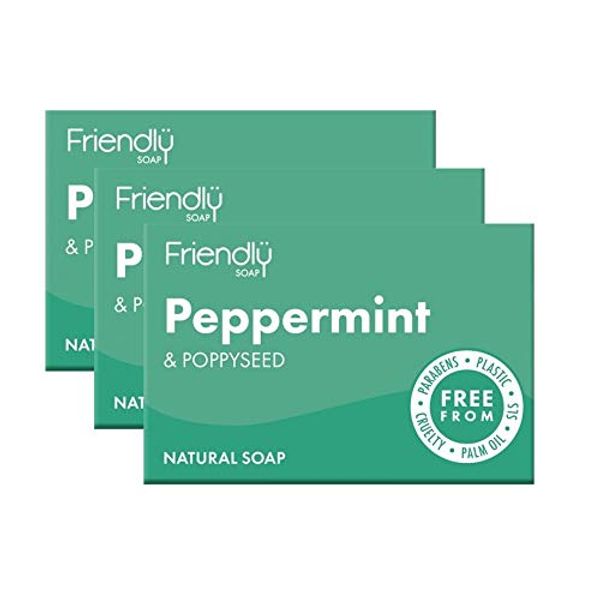 Friendly Soap Peppermint & Poppy Seed Soap, 3 Pack (3 x 95g Bars)