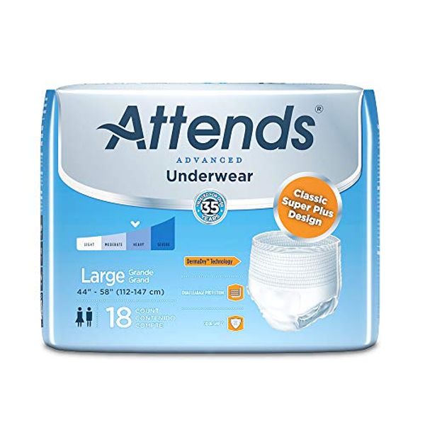 Attends Underwear Super Plus Absorbency - Large 44" - 58" - 18 Count