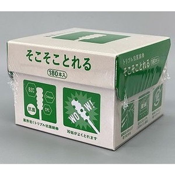 Single pack of 12 triple antibacterial cotton swabs, 180 pieces, Heiwa Medic (cash on delivery not available)