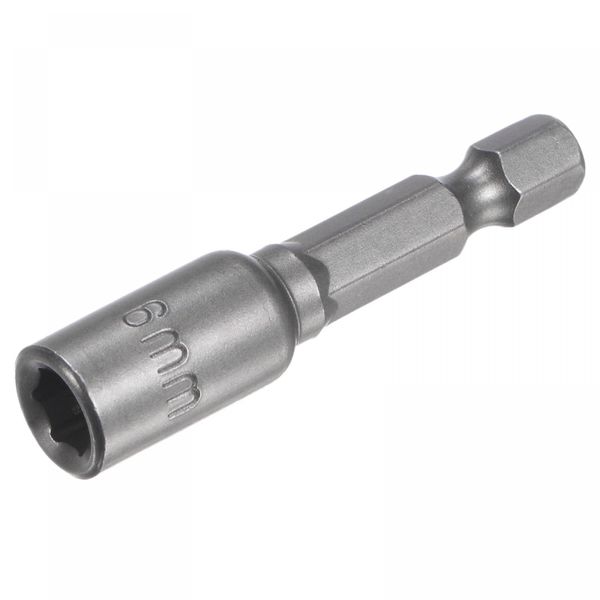 sourcing map Quick-Change Nut Driver Bit, 1/4" Hex Shank 6mm Magnetic Nut Setter Drill Bits, 1.89" Length, Metric