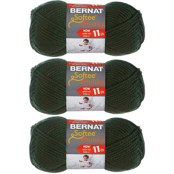 BERNAT SOFTEE CHUNKY- PACK OF 3 BALLS - 100G EACH BALL - DARK GREEN