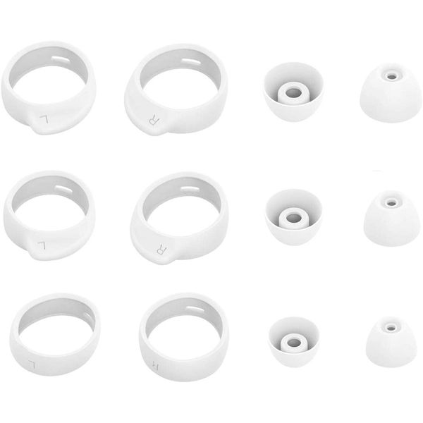 A-Focus Wingtips and Eartips for Galaxy Buds+ for Galaxy Buds Eartips Wingtips 3 Sets Each, S/M/L, Fits Buds/Buds Plus+ Plus, White WT