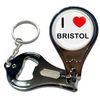 BadgeBeast.co.uk I Love Bristol - Key Ring Bottle Opener and Nail Clipper