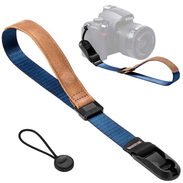 [Yullmu] New 3 Layer Wrist Strap Camera Hand Strap Camera Strap Anchor Design with Triangle Ring for SLR Blue