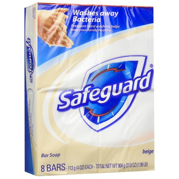 Safeguard Antibacterial Beige Bar Soap, 4 Ounce 8 Bars