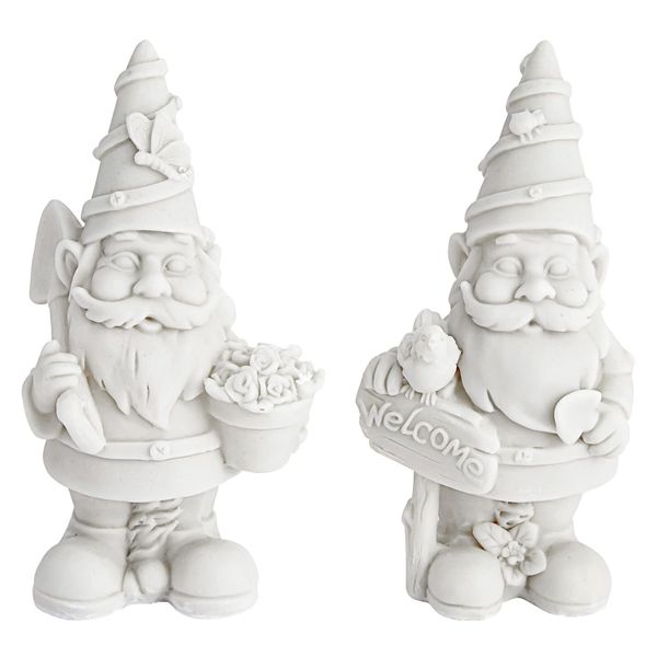 Bright Creations 2 Pack Ceramics to Paint - Paint Your Own Garden Gnome Statues, Blank Paintable Ceramics for Adults (5 in)