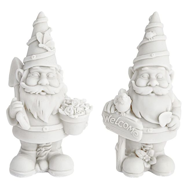 Bright Creations 2 Pack Ceramics to Paint - Paint Your Own Garden Gnome Statues, Blank Paintable Ceramics for Adults (5 in)