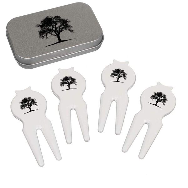 Azeeda 'Tree Silhouette' Golf Divot Tool/Repair Fork Gift Set (GO00067457)