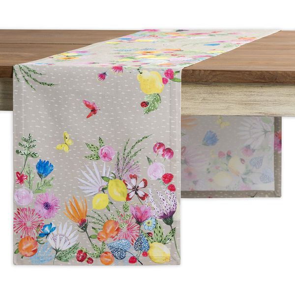 Maison d' Hermine Jardin D'ete-Fog 100% Cotton Table Runner for Party | Dinner | Holidays | Kitchen | Spring/Summer [Single Layer (37 cm x 230 cm)]